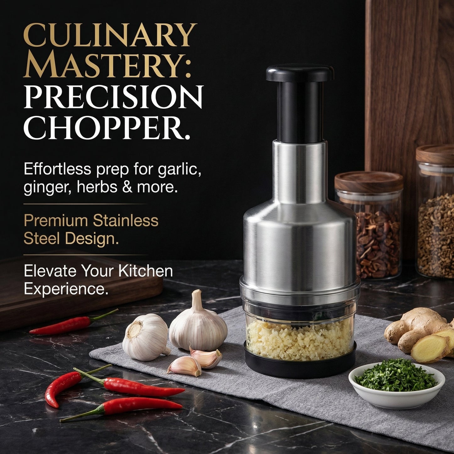 Multi-functional garlic chopper